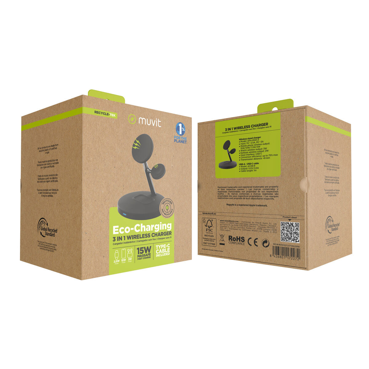 Cordless Charger Muvit for Change APH-MWC3 Black